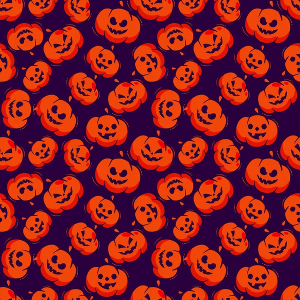 Patrón Halloween Con Calabazas Halloween Sobre Fondo Oscuro — Vector de stock