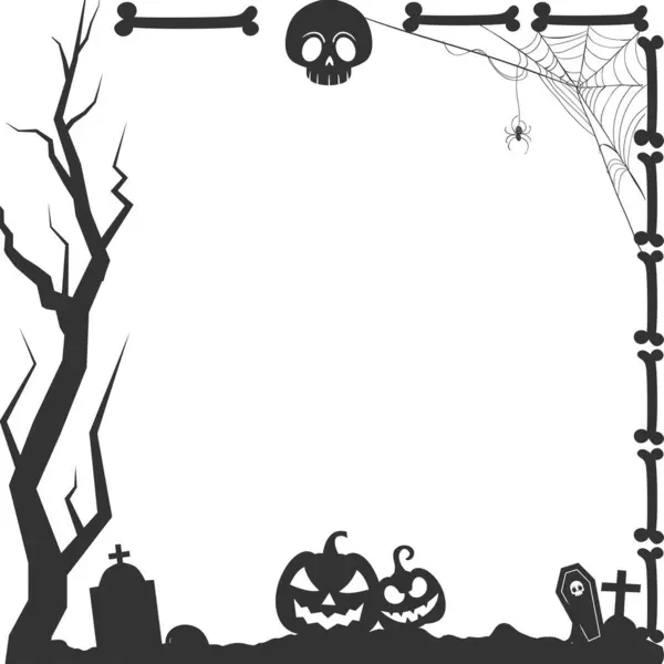 Halloween Rahmensilhouette Mit Halloween Elementen — Stockvektor