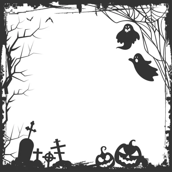 Halloween Rahmensilhouette Mit Halloween Elementen — Stockvektor