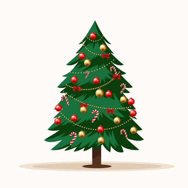 Ilustración Realista Del Árbol Navidad Decorada Con Adornos Navideños Dulces Vectores de stock libres de derechos