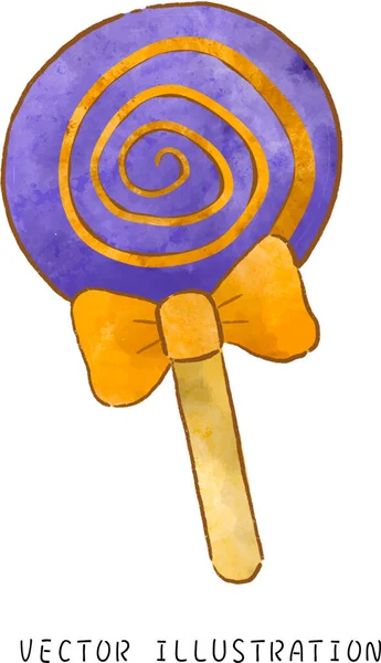 Pooky October Celebration Vibrant Purple Lollipop Trick Treat Halloween Watercolor — Stock Photo, Image