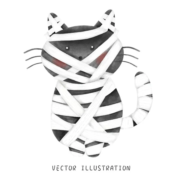 Seni Cat Air Dari Kucing Yang Bahagia Dengan Pakaian Mumi - Stok Vektor