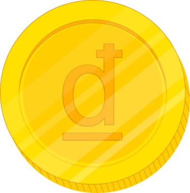 Vietnam bayrağı çekilmiş, Vietnam Dong madeni parası çizilmiş.