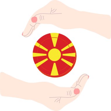 El ele tutuşan macedonia bayrağı. vektör illüstrasyonu.