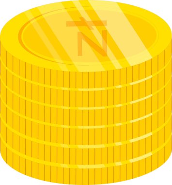 Dolar işaretli altın sikke. Beyaz üzerine vektör illüstrasyonu.