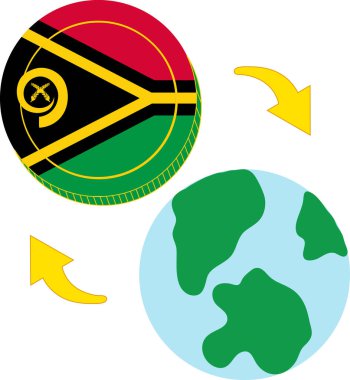 Vanuatu Bayrağı eli çizilmiş, Vanuatu Vatu eli çizilmiş.