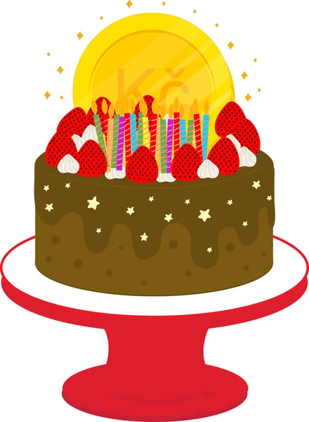 Illustration Mit Kuchen Und Kerzen — Stockvektor
