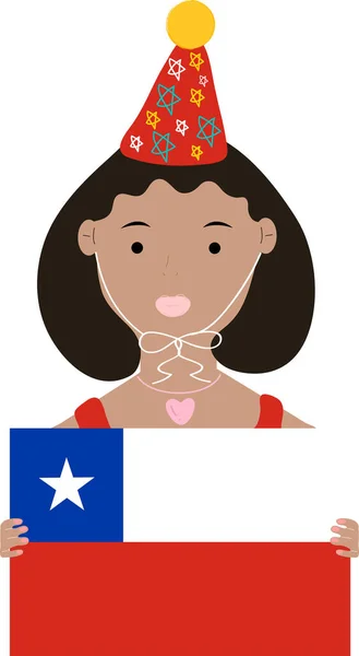 Donna Con Cappello Una Bandiera Del Messico Illustrazione Vettoriale — Vettoriale Stock