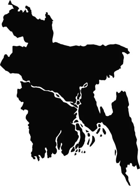 孟加拉国在白色背景上以黑色绘制地图 矢量说明 — 图库矢量图片