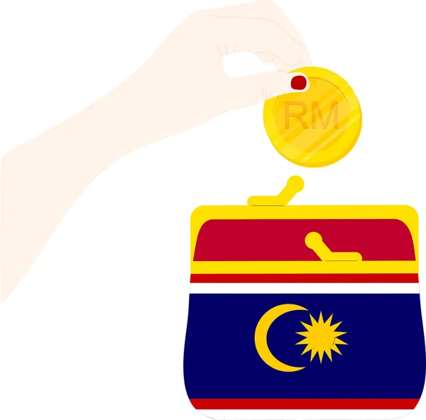 Malezya Bayrağı Eli Çizilmiş Malezya Ringgit Eli Çizilmiş — Stok Vektör