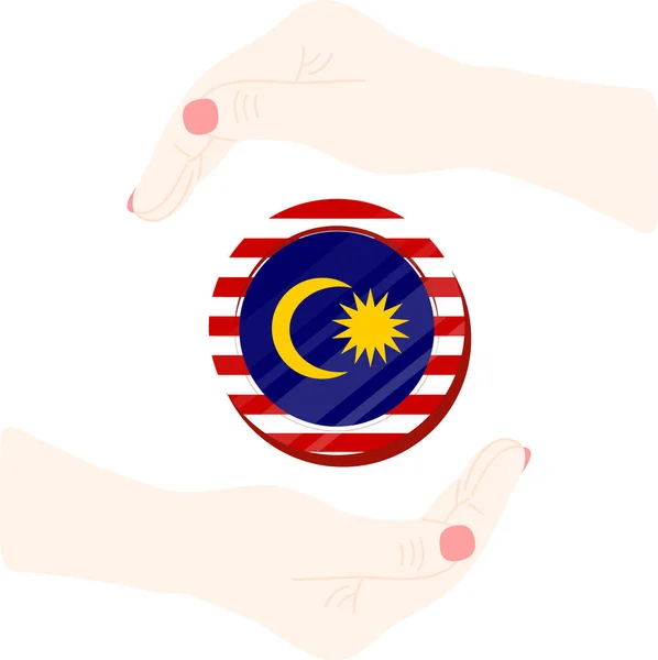 Bandera Malaya Dibujada Mano Ringgit Malayo Dibujado Mano — Vector de stock