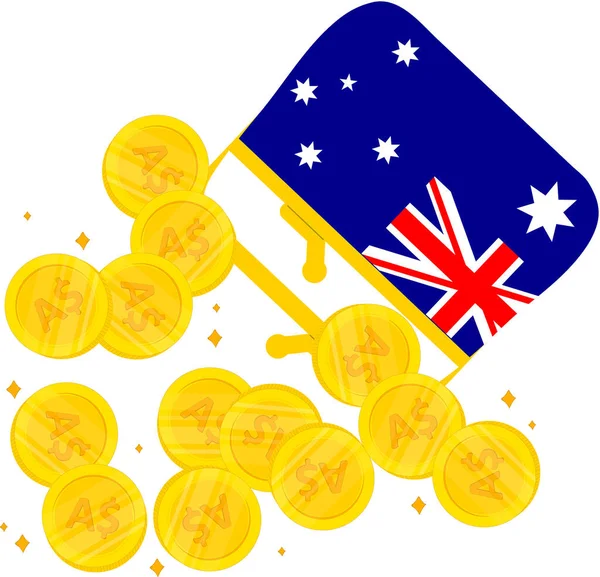 Moneta Australiana Con Simboli Valuta Australiana — Vettoriale Stock