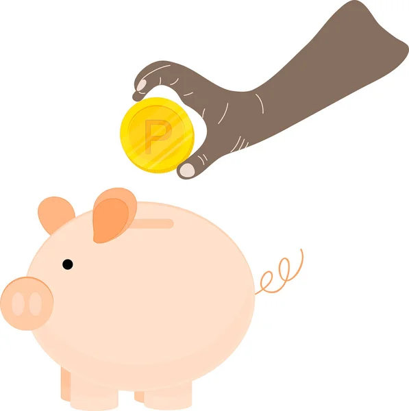 African American Man Holding Piggy Bank — Stock Vector