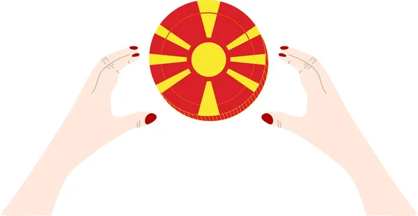 Hånd Med Det Nationale Flag Makedonien – Stock-vektor