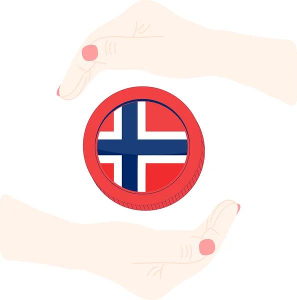 Mão Com Bandeira Norway —  Vetores de Stock