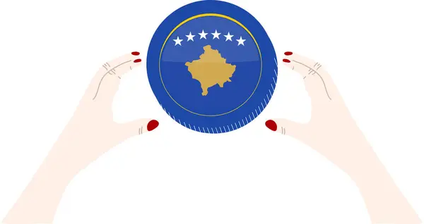 科索沃国旗地图 — 图库矢量图片