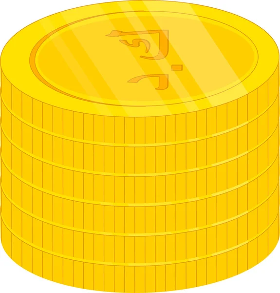 Χρυσά Νομίσματα Στο Λευκό Φόντο Διανυσματική Απεικόνιση — Διανυσματικό Αρχείο
