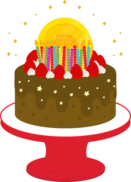 Cupcake Aniversário Com Vela Bolo —  Vetores de Stock