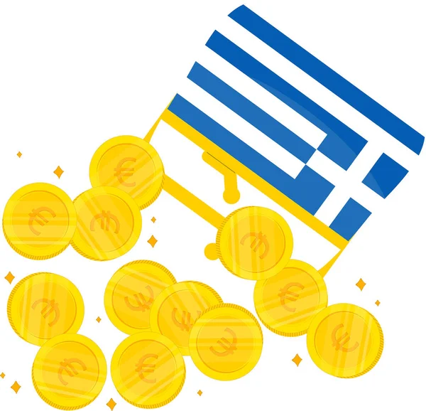 希腊国旗和硬币 — 图库矢量图片