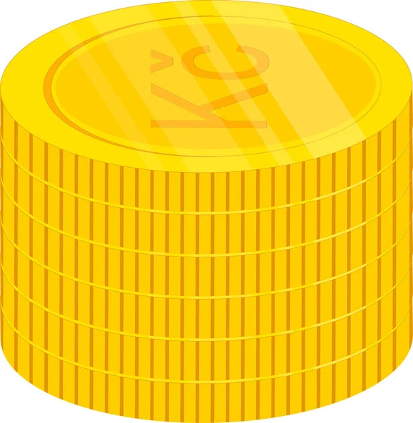 Monete Oro Isolate Bianco — Vettoriale Stock