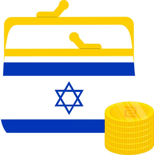 Israel Flagga Handen Dragen Israel Nya Sheqel Handen Dragen — Stock vektor