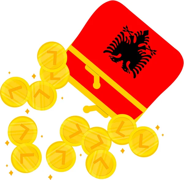 Albanien Flagge Von Hand Gezeichnet Albanische Lek Hand Gezeichnet — Stockvektor
