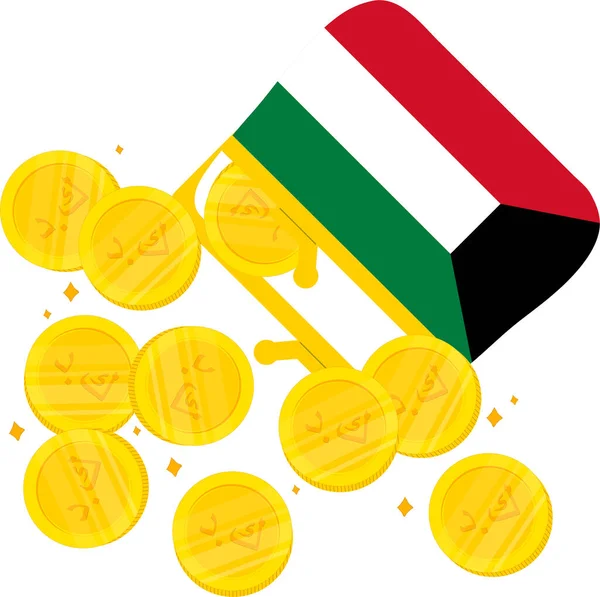 Kuveyt Bayrağı Kalp Şeklinde Para Vektör Illüstrasyonu — Stok Vektör