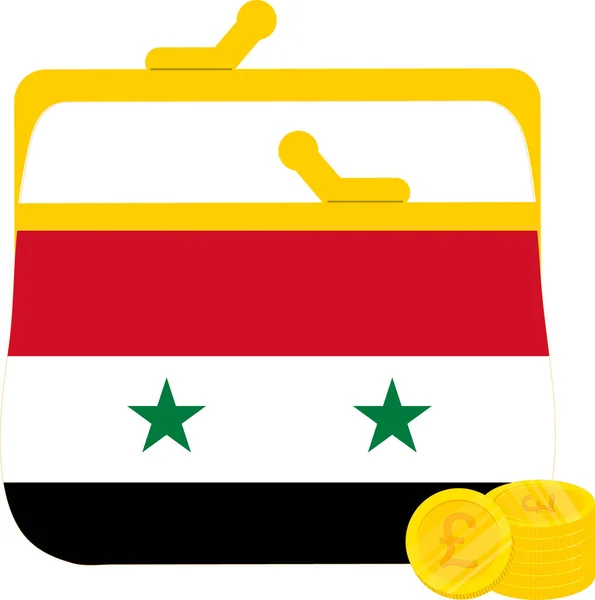 Drapeau Syria Sur Pièce Avec Illustration Vectorielle Sac Argent — Image vectorielle