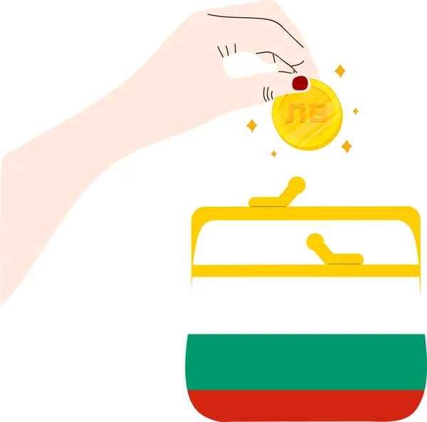 Bandera Bulgaria Dibujada Mano Lev Búlgaro Dibujado Mano Euro Dibujado — Vector de stock