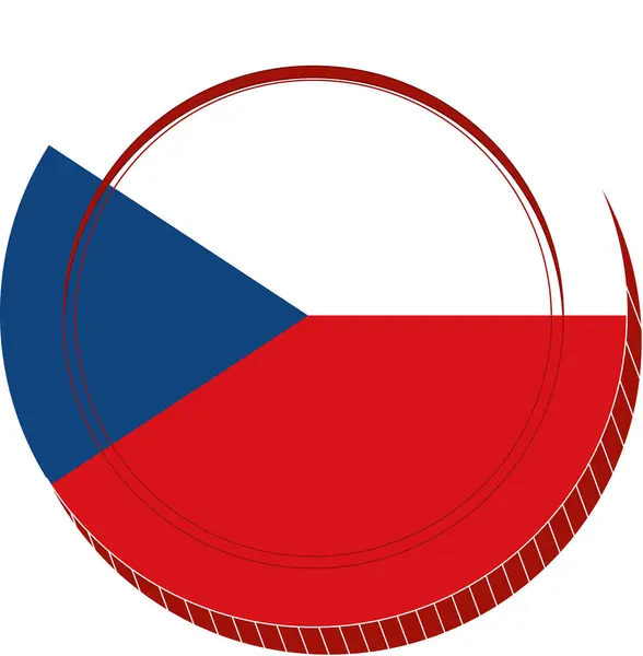 Cseh Zászló Kerek Gomb — Stock Vector