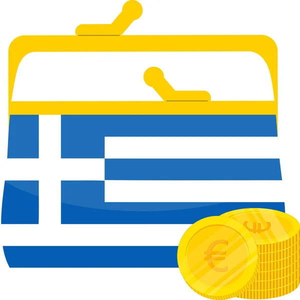Griechische Flagge Mit Griechischer Münze — Stockvektor