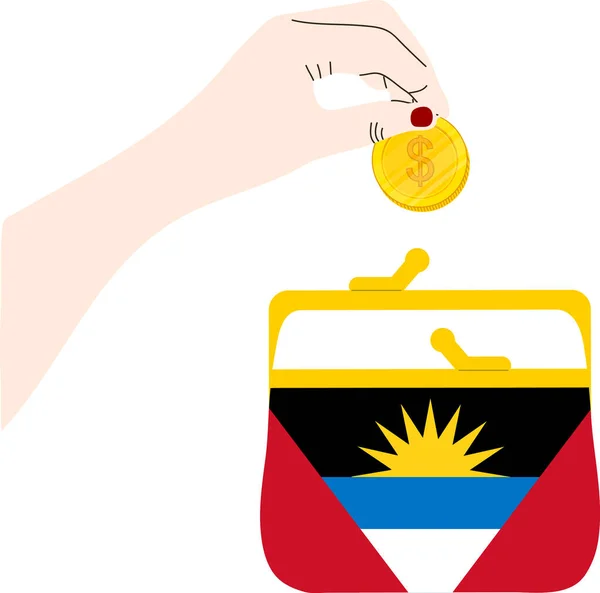 Antigua Och Barbuda Handen Dras East Caribbean Dollar Handen Dras — Stock vektor