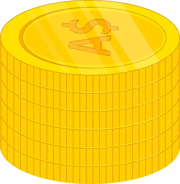 Peníze Zlatá Mince Ikona Kreslený Styl — Stockový vektor