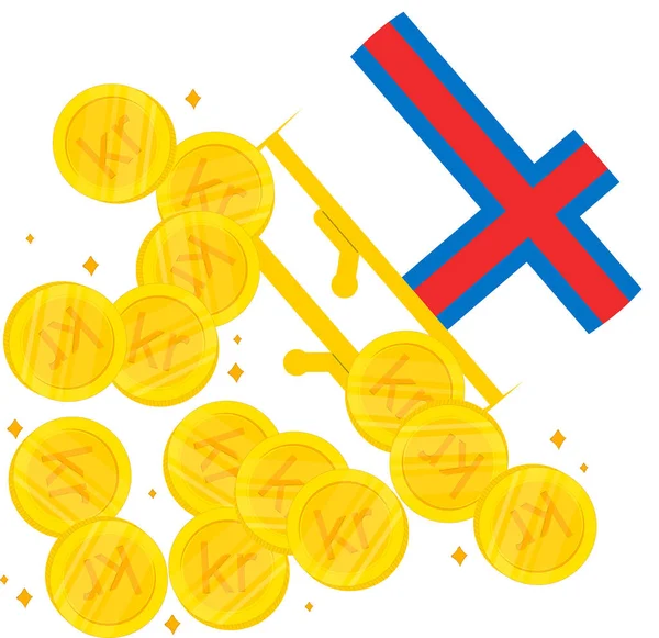 Флаг Исландии Монетами Национальный Флаг Золотые Монеты — стоковый вектор