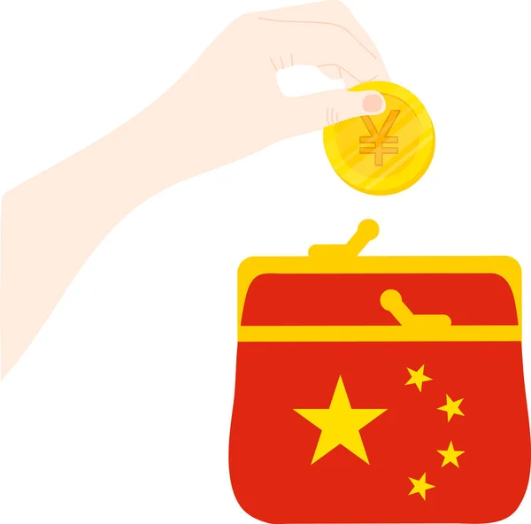 China Bandeira Mão Desenhada Renminbi Mão Desenhada —  Vetores de Stock