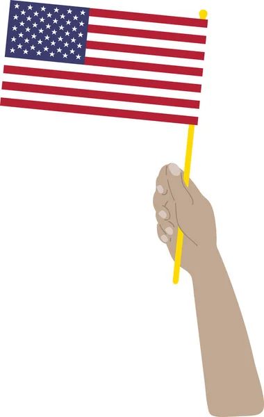 Mão Segurando Desenho Ilustração Vetorial Bandeira Americana —  Vetores de Stock