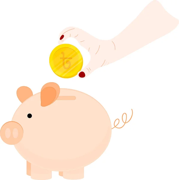 Piggy Bank Munt — Stockvector