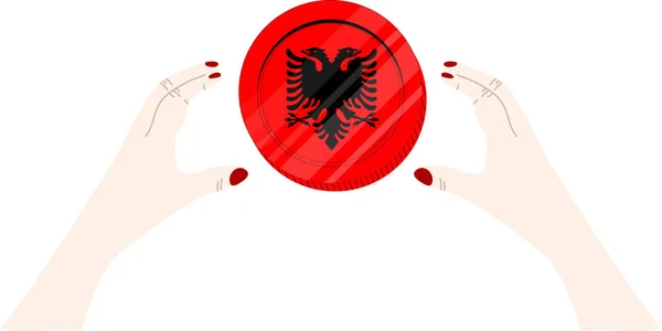 Σημαία Αλβανίας Ζωγραφισμένη Στο Χέρι Αλβανικό Λεκ Ζωγραφισμένο Στο Χέρι — Διανυσματικό Αρχείο