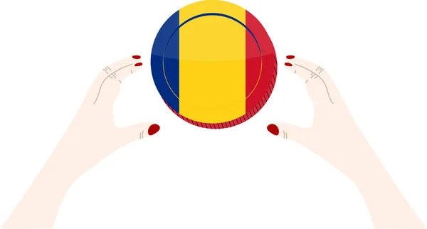 描かれたルーマニアの旗手 ルーマニアの手描き — ストックベクタ