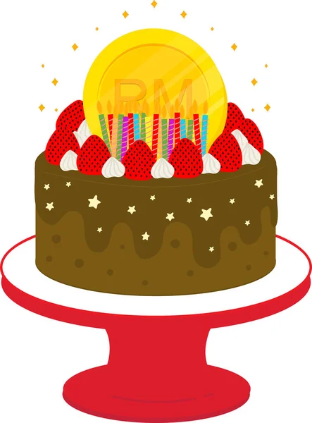 Απεικόνιση Του Κέικ Για Εορτασμό Κάρτα Γενεθλίων — Διανυσματικό Αρχείο