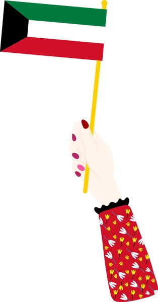旗を掲げている女性の手のベクターイラスト — ストックベクタ