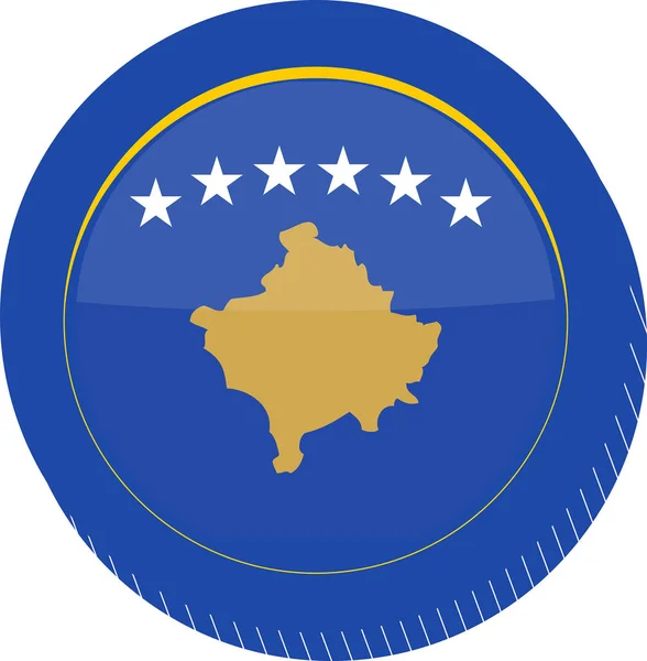 stock vector round label sticker with the flag of kosovo, with country flag.