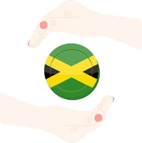 Hand Holding Jamaica Flag Rendering — Stock Vector
