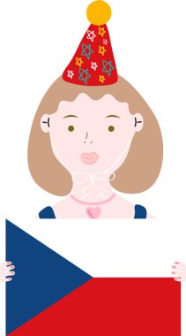 Çek Cumhuriyeti bayrağıyla mutlu bir kız.