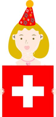 Kırmızı şapkalı İsviçre bayrağının vektör çizimi