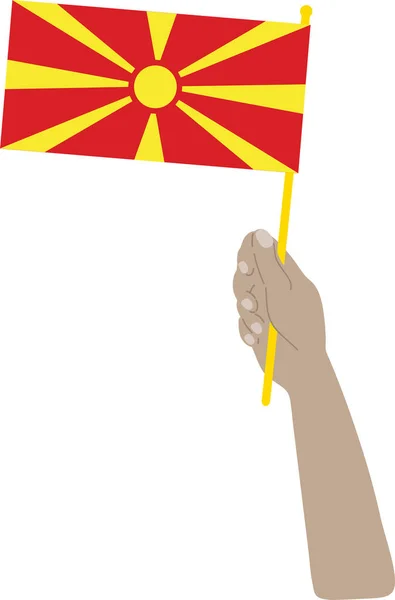 Mão Com Bandeira Macedónia — Vetor de Stock