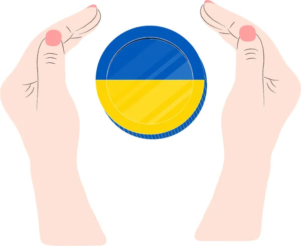 Hand Hält Die Ukrainische Nationalflagge — Stockvektor