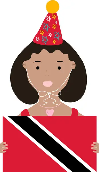 Frau Mit Rotem Hut Und Herz Der Jamaikanischen Flagge — Stockvektor
