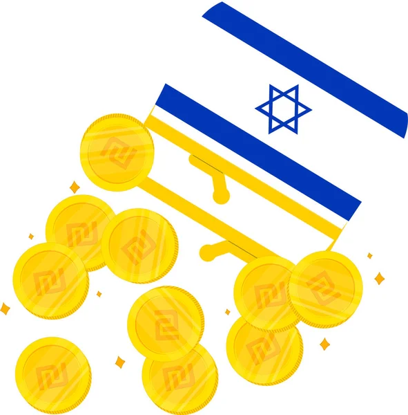 Israel Flag Hand Drawn Israeli New Sheqel Hand Drawn — Stock Vector