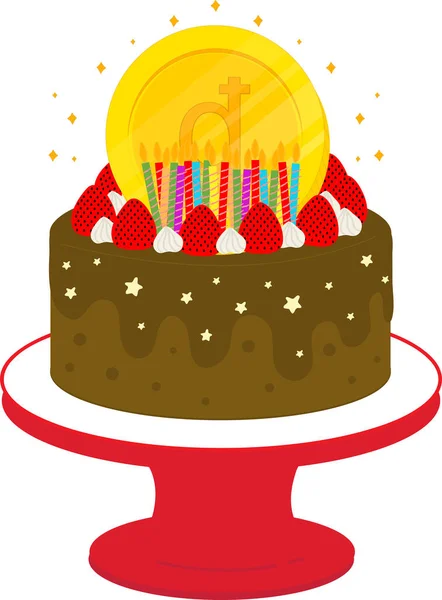 生日蛋糕 蛋糕和蜡烛 — 图库矢量图片